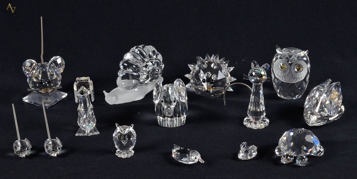 SWAROWSKI - Colecao c/ 14 bichinhos de cristal, a maioria deles...