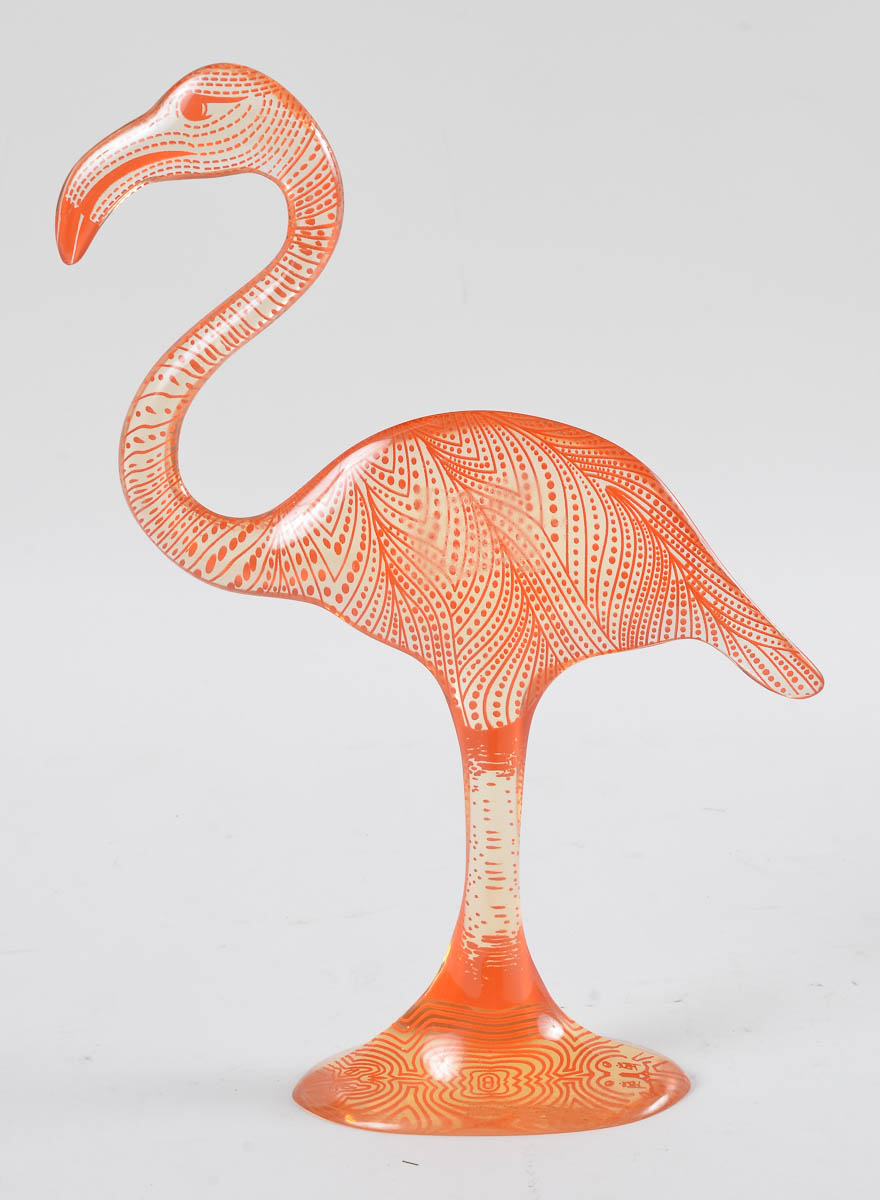 PALATNIK - Estatueta de resina de poliester repres.Flamingo, alt.35...