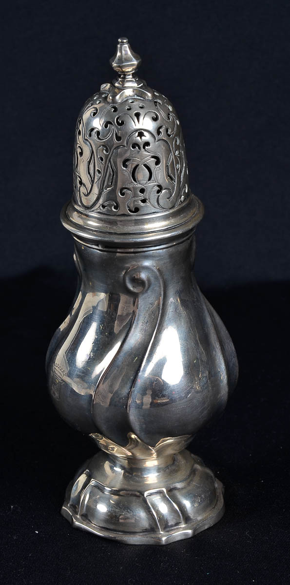 Polvilhador de prata brazonado. alt. 20cm.