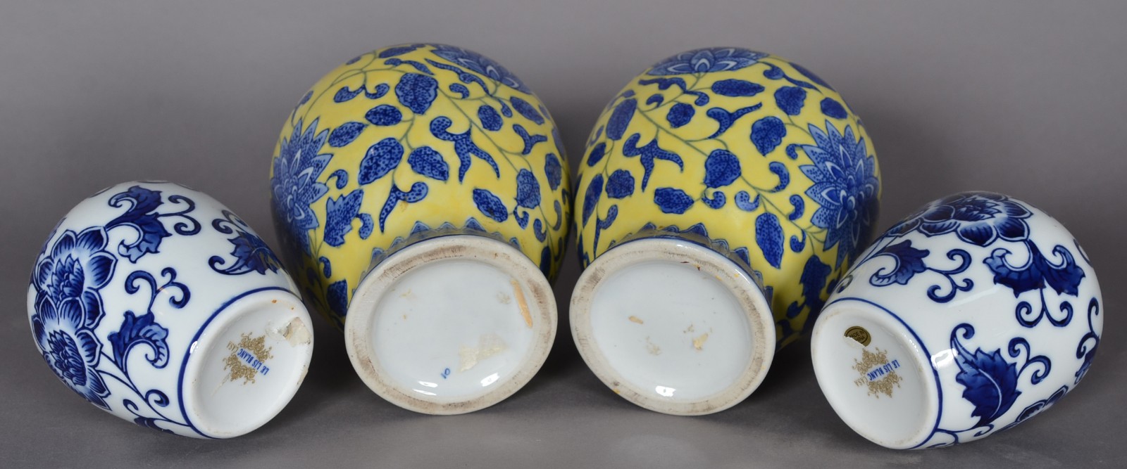 Oito potiches diversos de porcelana policromada (um sem tampa e outro... - foto 8 de 11