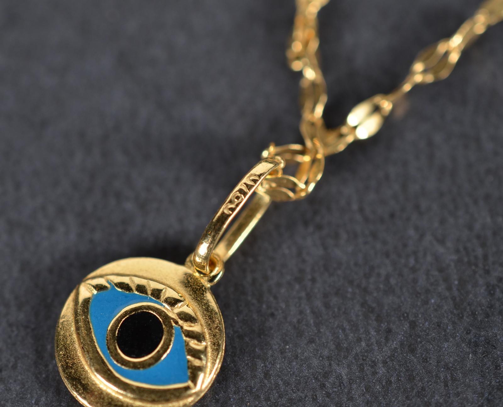 Colar de ouro 18k., contraste 750 com pingente de olho turco. (Por... - foto 5 de 6