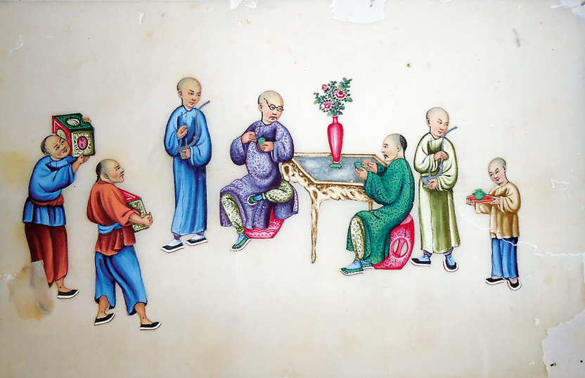 Album com 12 pinturas japonesas sobre papel de arroz repres.Cerimonia... - foto 1 de 2