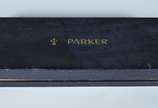 PARKER,  - Conjunto de canetas Parker 45, tinteiro e esferográfica, douradas, no estojo.