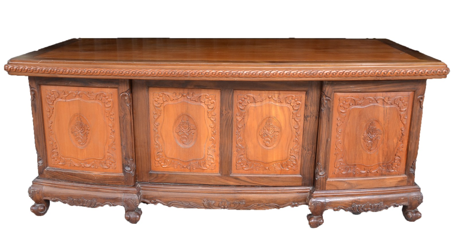 Elegante mesa escrivaninha de madeira nobre toda de encaixe, seis... - foto 10 de 11