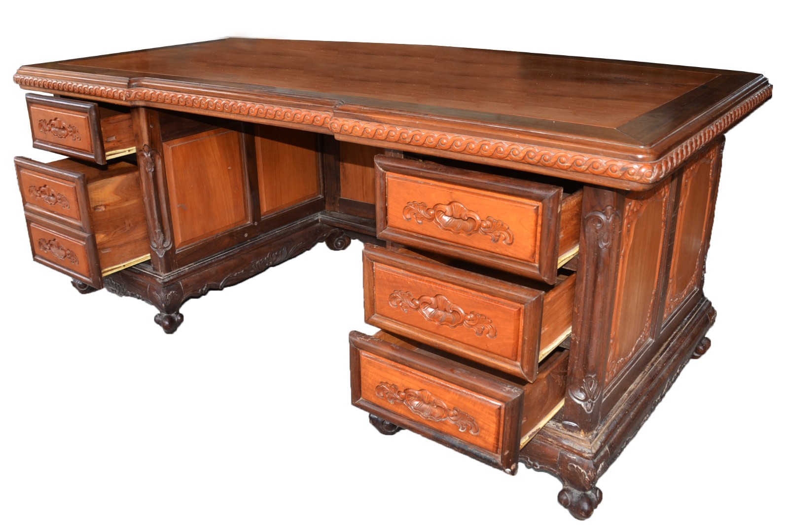 Elegante mesa escrivaninha de madeira nobre toda de encaixe, seis... - foto 3 de 11