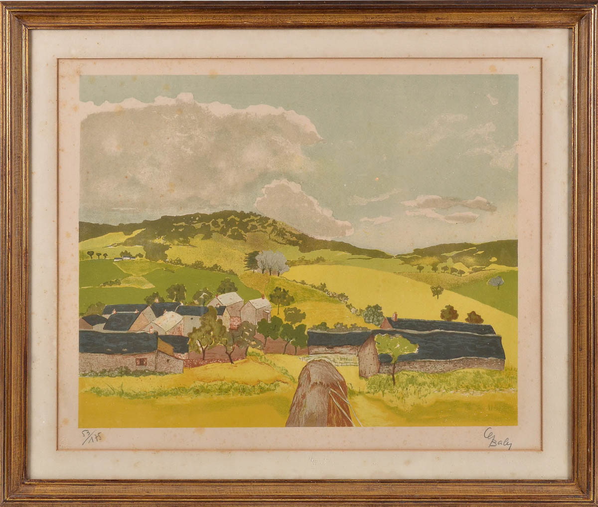 GRAVURA - paisagem francesa - 53/175 - assinada C.BALY - 0,74 x 0,62...