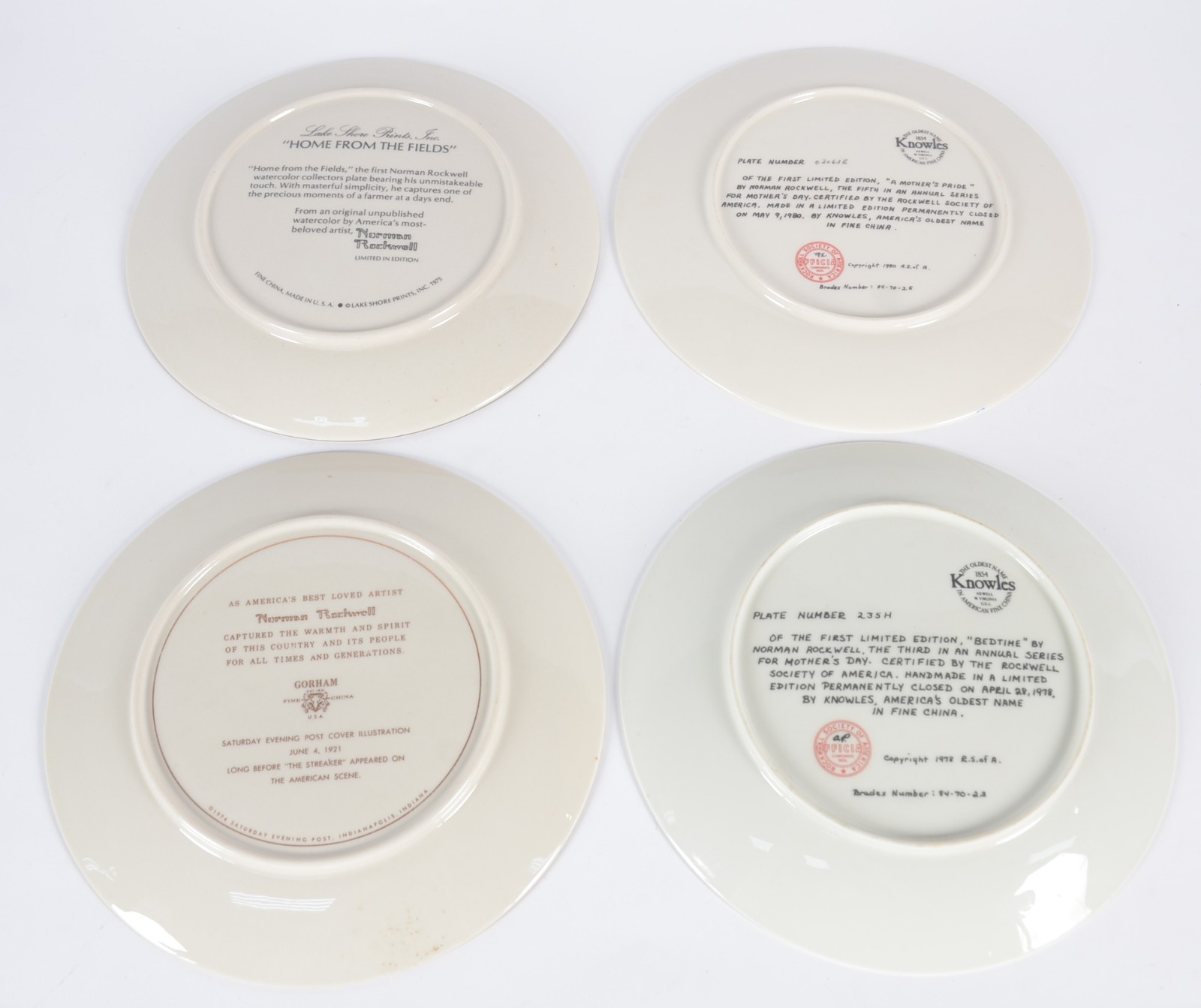 Quatro pratos de porcelana, sendo dois Knowles americanos em edições... - foto 5 de 9