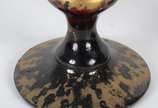 Par de vasos de vidro decorativo pintado. Peque... - Par de vasos de vidro decorativo pintado. Pequenas partes descascando.