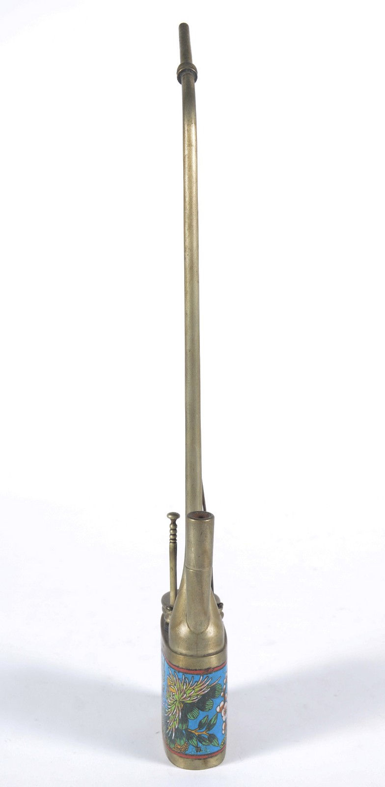 Objeto oriental para fumante (Pipe) de metal dourado e cloisone. - foto 6 de 10