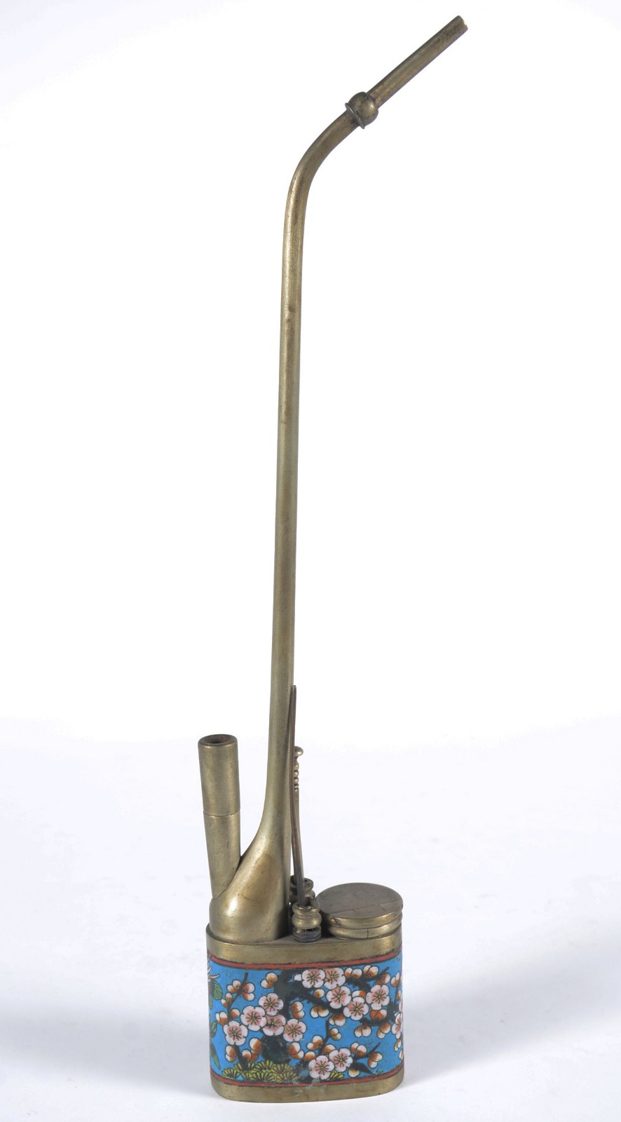 Objeto oriental para fumante (Pipe) de metal dourado e cloisone. - foto 7 de 10