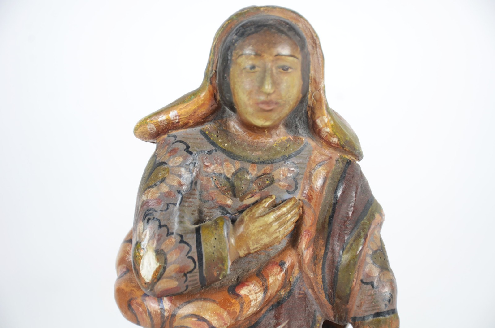 Santana Mestra caminhante - Antiga imagem de madeira entalhada e... - foto 4 de 8