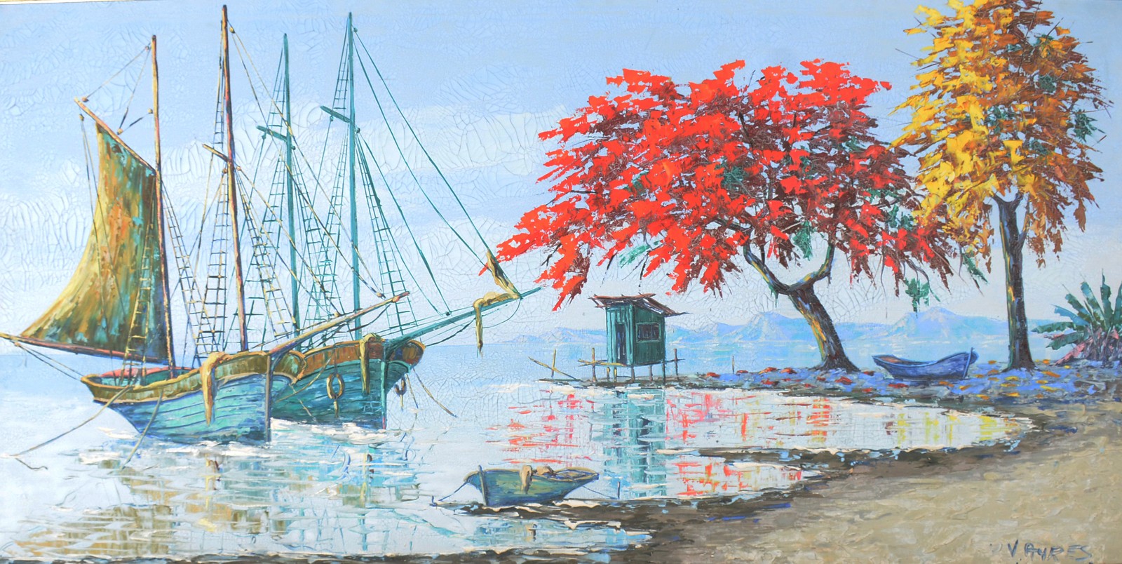 Paisagem com barcos e árvores - foto 1 de 9