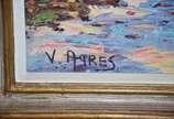 Vicente Ayres, Paisagem com árvores - Óleo sobre tela. Pintura com craquelê.