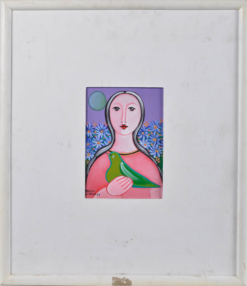 ADELSON DO PRADO - figura com passaro - ost - 22 x 16 - data 2003.