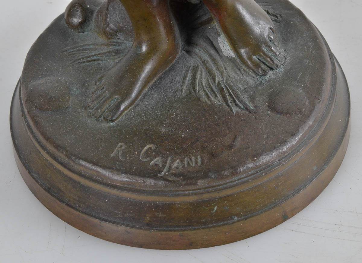 Escultura art noveau de bronze repres. Mulher com pássaro, assinado... - foto 2 de 2