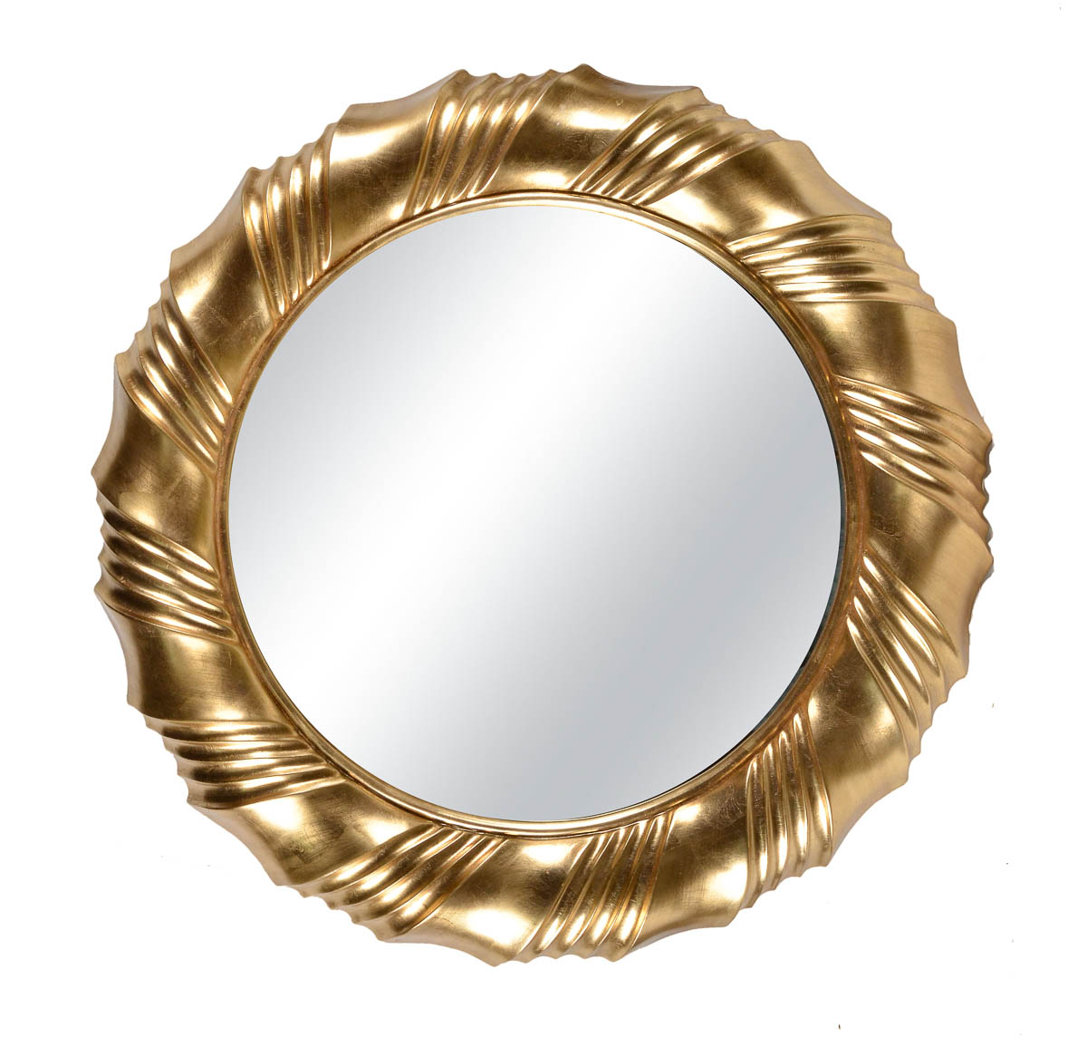 Espelho de cristal bisotado oval, moldura de madeira lavada com...
