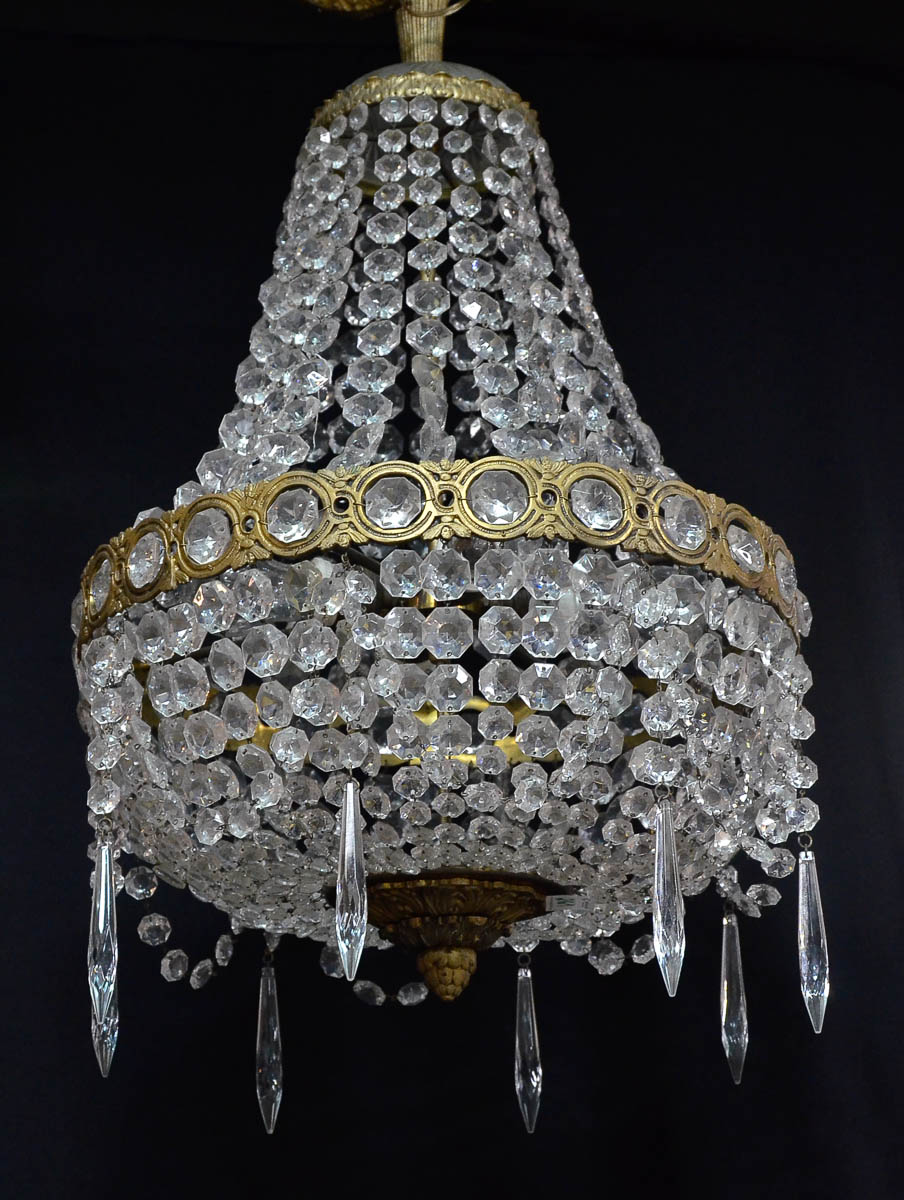 Lustre de cristal estilo Império com contas de cristal, diam.40...