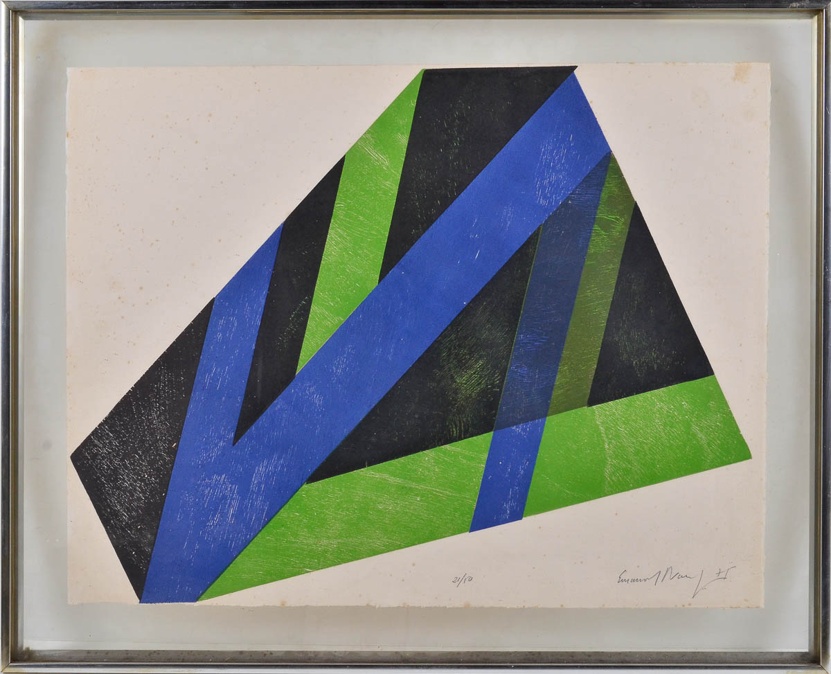EMANOEL ARAUJO - xilogravura 21/50 - verão azul - 1975 - 21x50