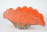 Centro de mesa  feitio concha de vidro decorati... - Centro de mesa  feitio concha de vidro decorativo na cor laranja.
