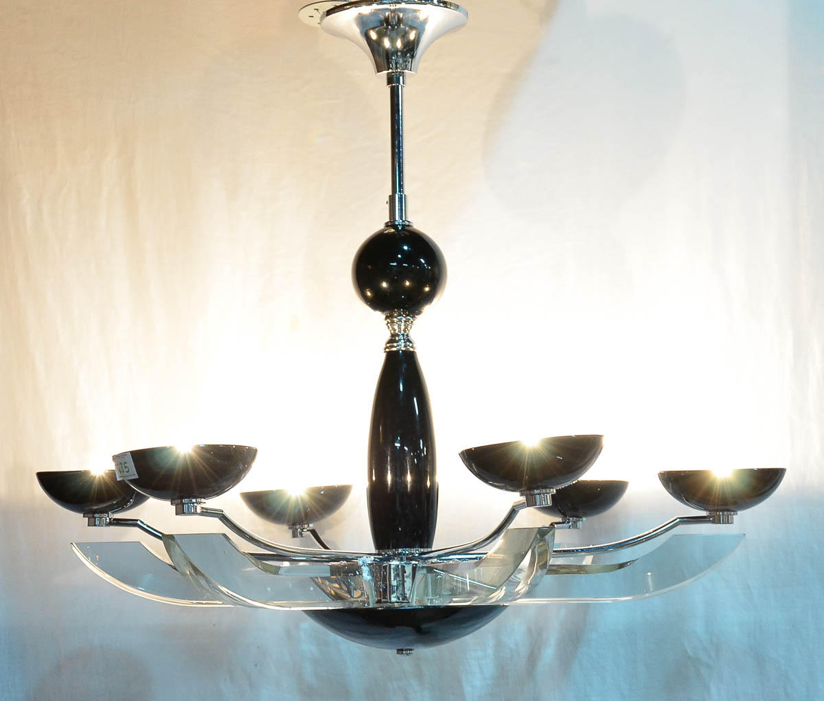 Lustre de teto de metal e acrílicol nas cores clear e preto. diam. 78...