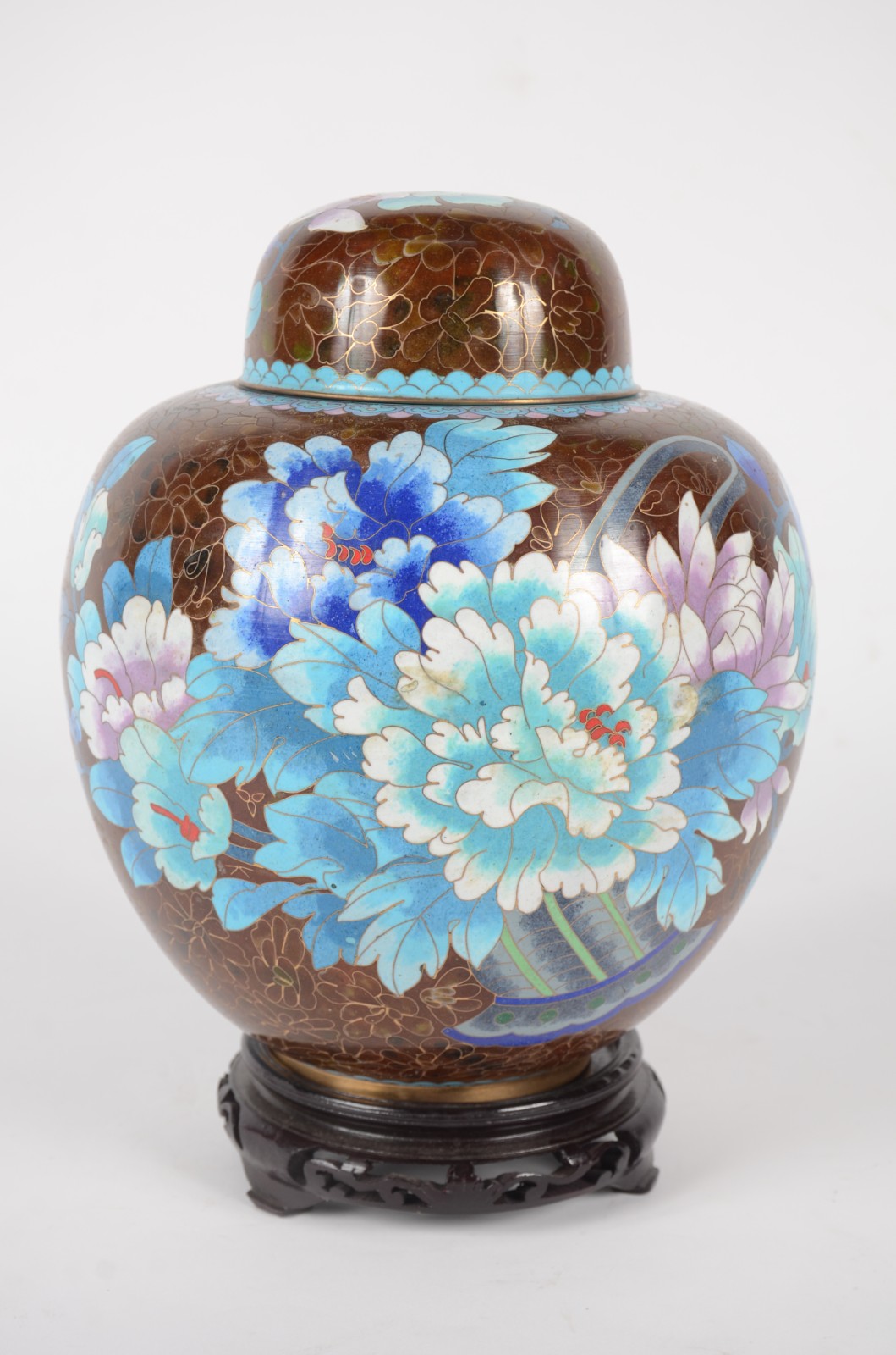 Potiche de cloisonné oriental, decoração floral em policromia sobre... - foto 1 de 6
