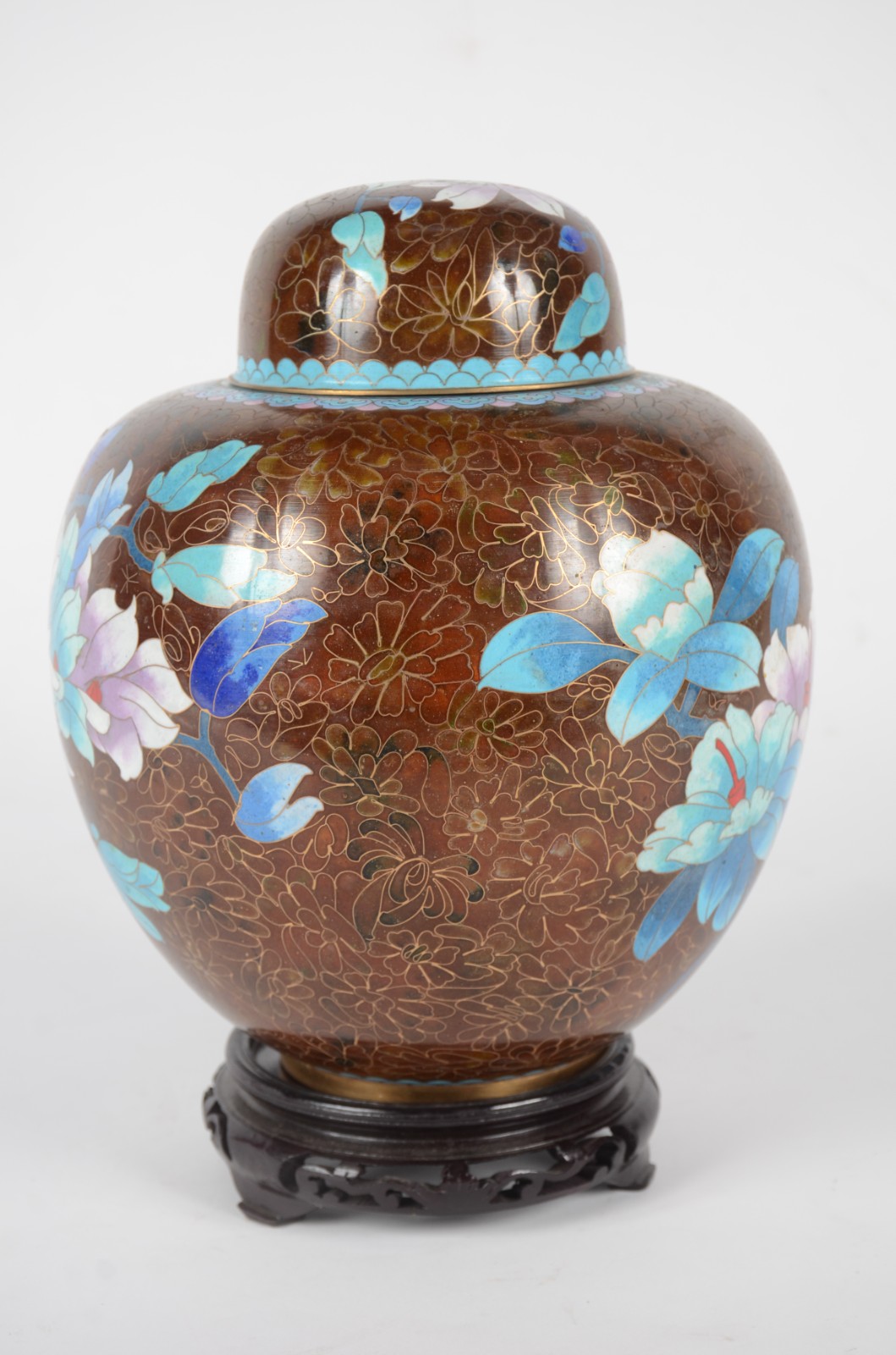 Potiche de cloisonné oriental, decoração floral em policromia sobre... - foto 2 de 6