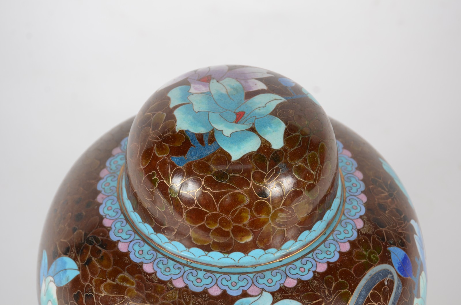 Potiche de cloisonné oriental, decoração floral em policromia sobre... - foto 3 de 6