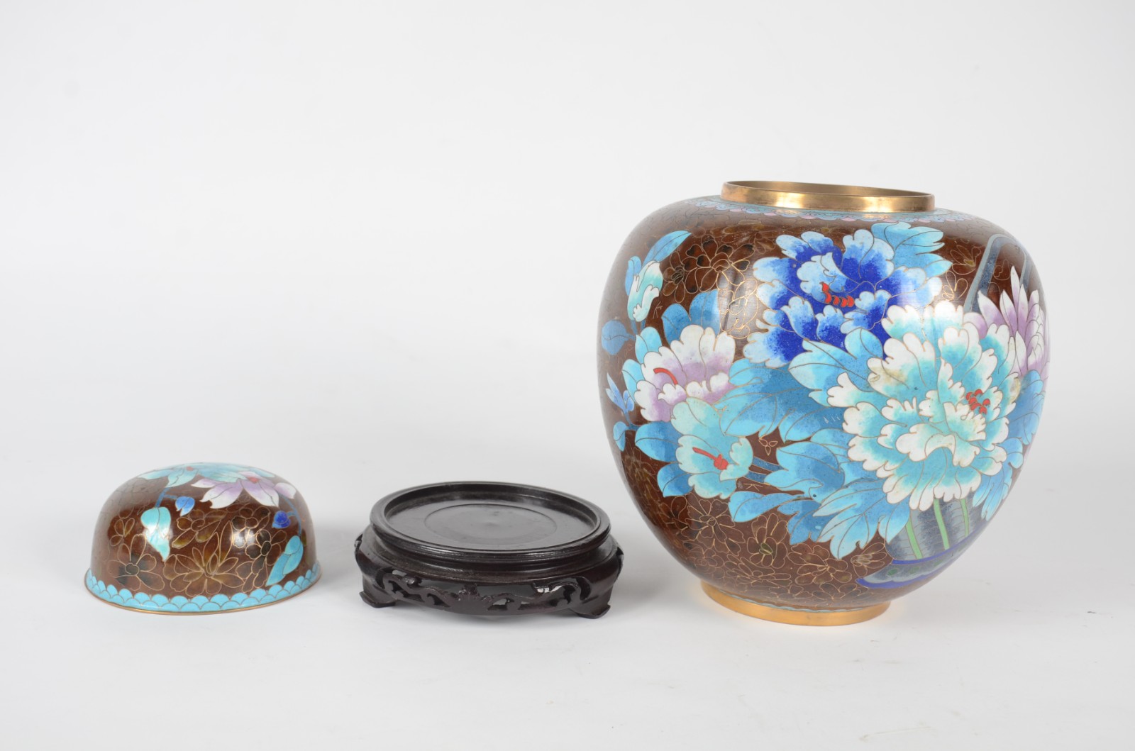 Potiche de cloisonné oriental, decoração floral em policromia sobre... - foto 6 de 6