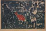 Oswaldo Goeldi (1895-1961), Pescadores - Xilogravura sobre papel de arroz 2/10. Primeira tiragem póstuma por Beatrix Reynal, datada 1971.