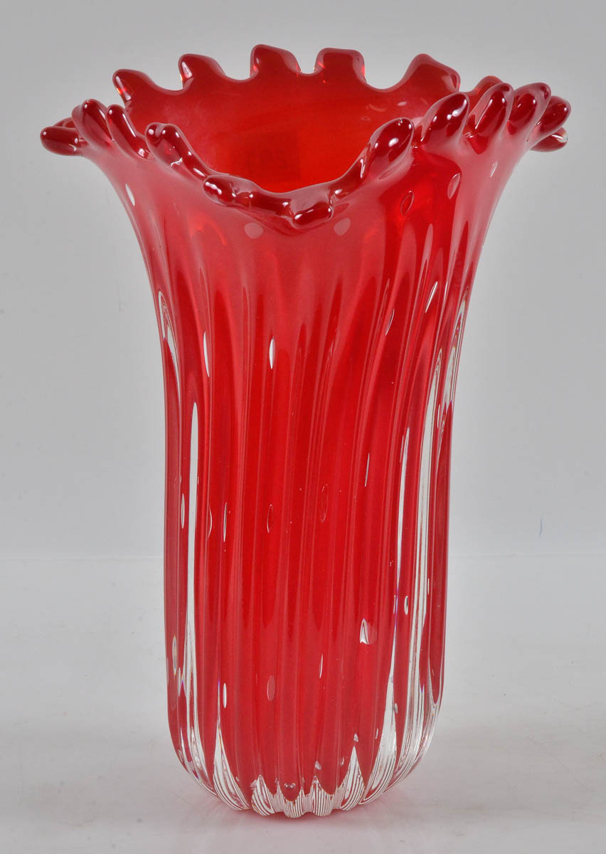 Vaso de murano vermelho alt. 37cm -diam. 24cm