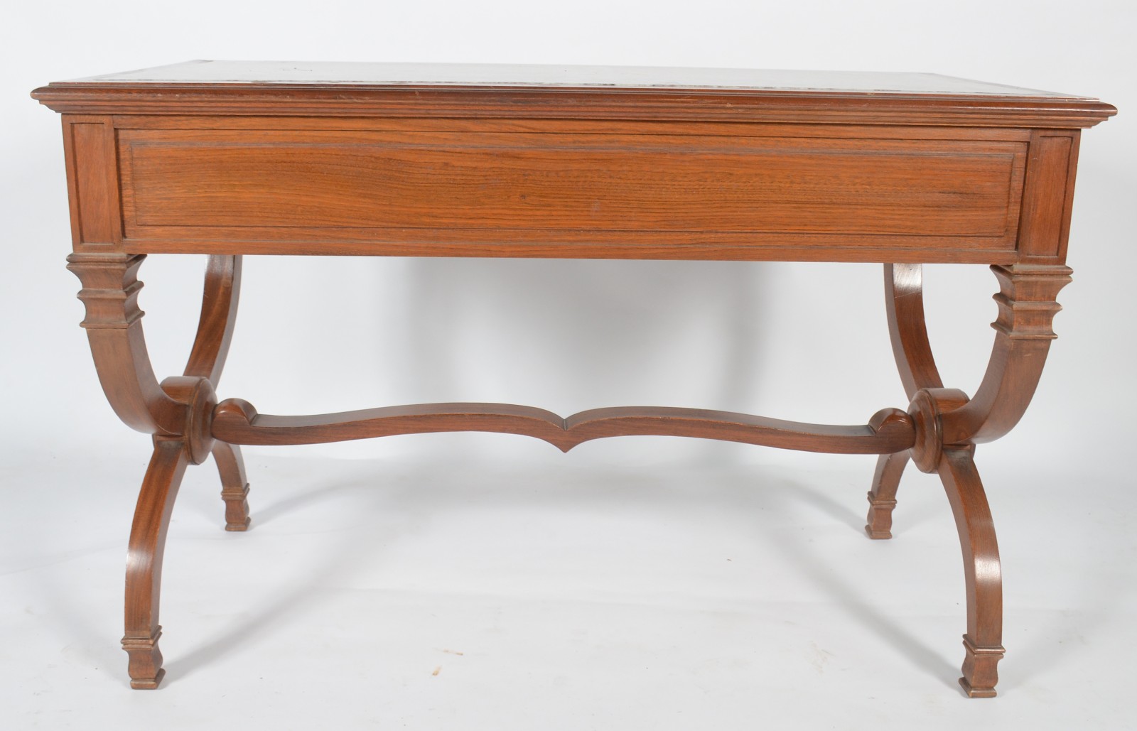 Mesa de escritório de madeira nobre, tampo retangular com mármore... - foto 10 de 10