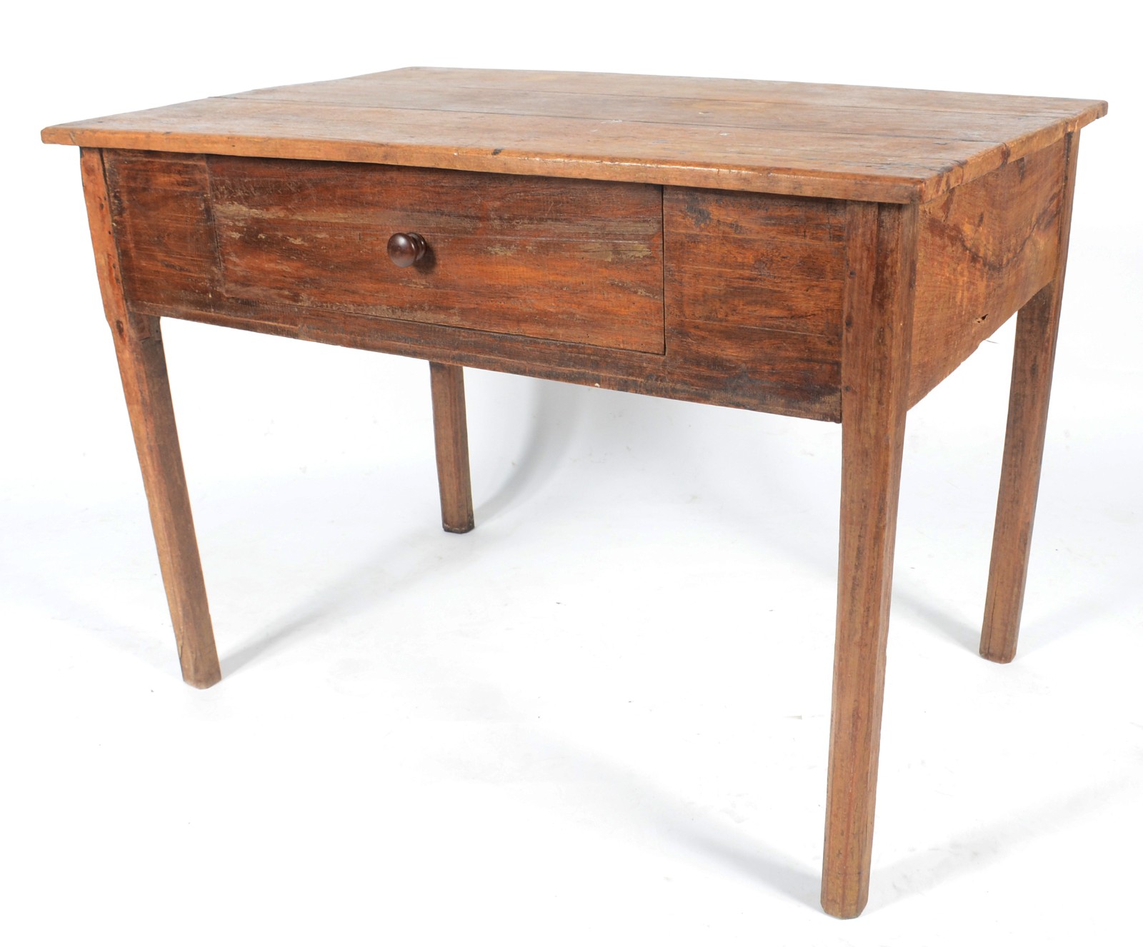 Mesa com gaveta de madeira rústica, pernas retas, estilo colonial... - foto 1 de 11