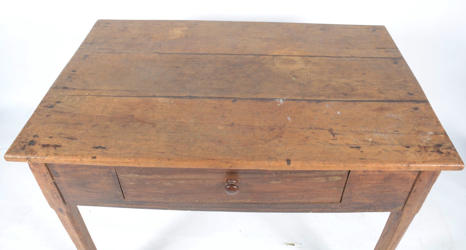 Mesa com gaveta de madeira rústica, pernas retas, estilo colonial... - foto 4 de 11