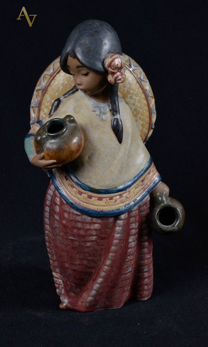 LLADRO - Estatueta de porcelana espanhola policromada repres. India...