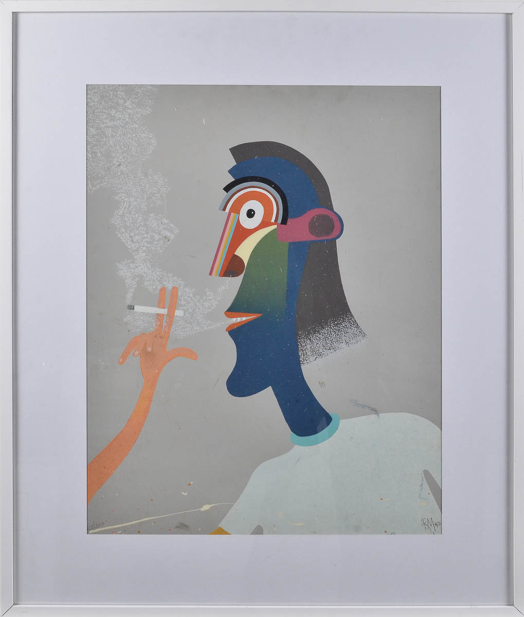 ROBERTO MAGALHÃES- serigrafia - o fumante - 1992 - 168/200. 38 x 62cm.