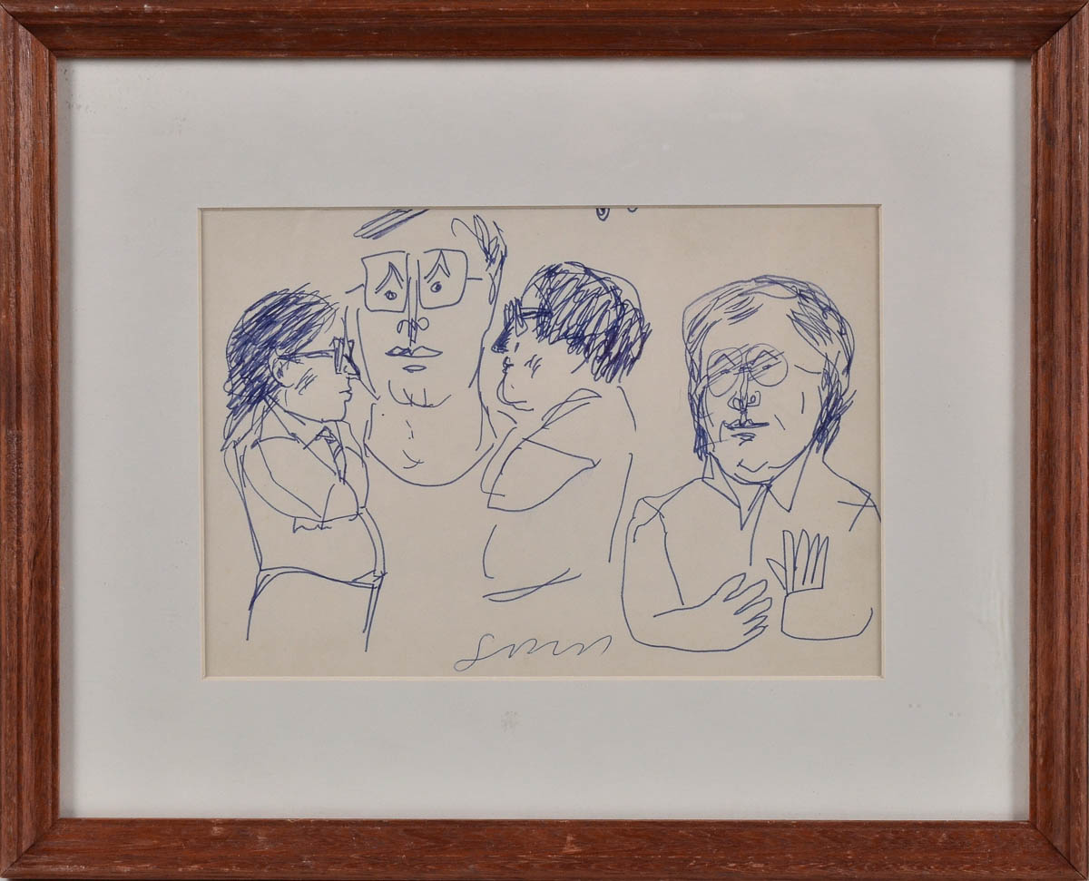 SIRON FRANCO - Figuras, desenho a caneta esferografica - ass. - 17 x...
