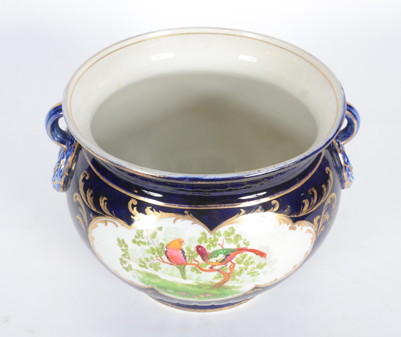 Cachepot de faiança inglesa Crescent & Sons na cor azul cobalto com... - foto 3 de 9
