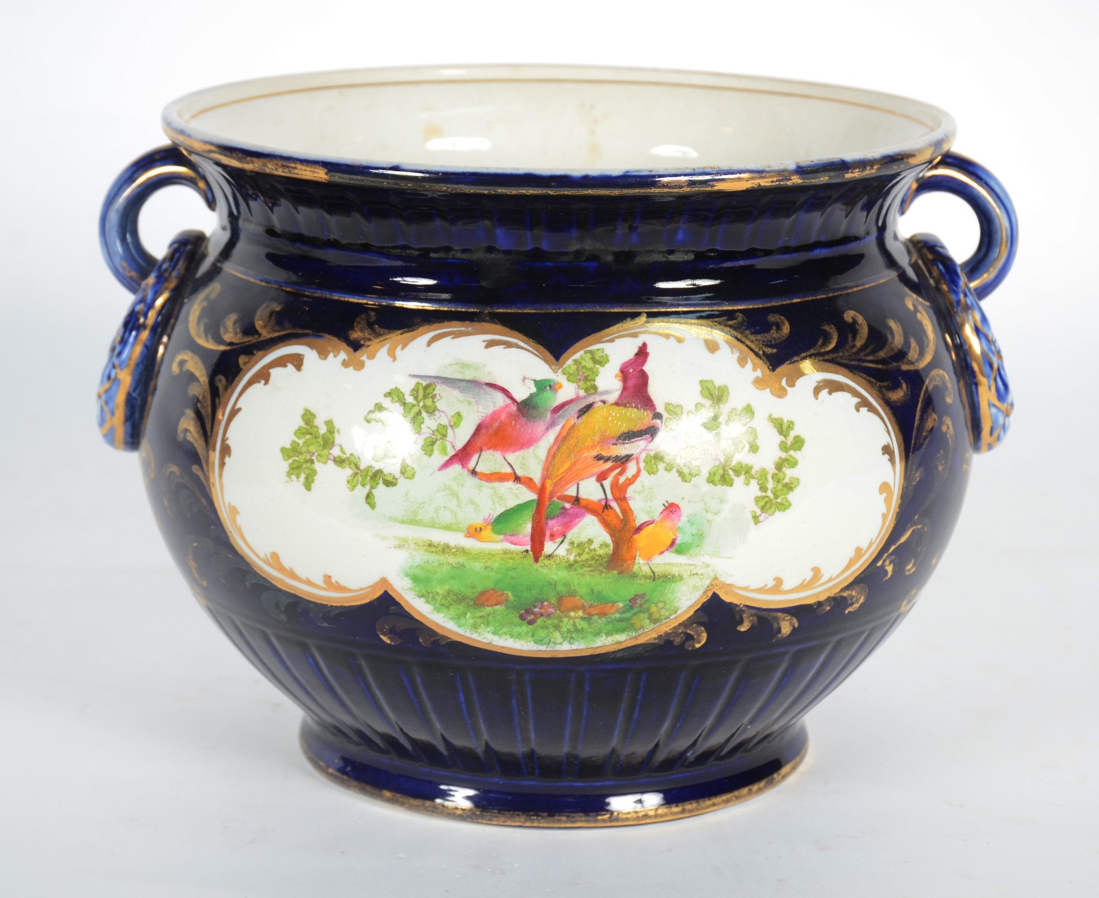 Cachepot de faiança inglesa Crescent & Sons na cor azul cobalto com... - foto 4 de 9