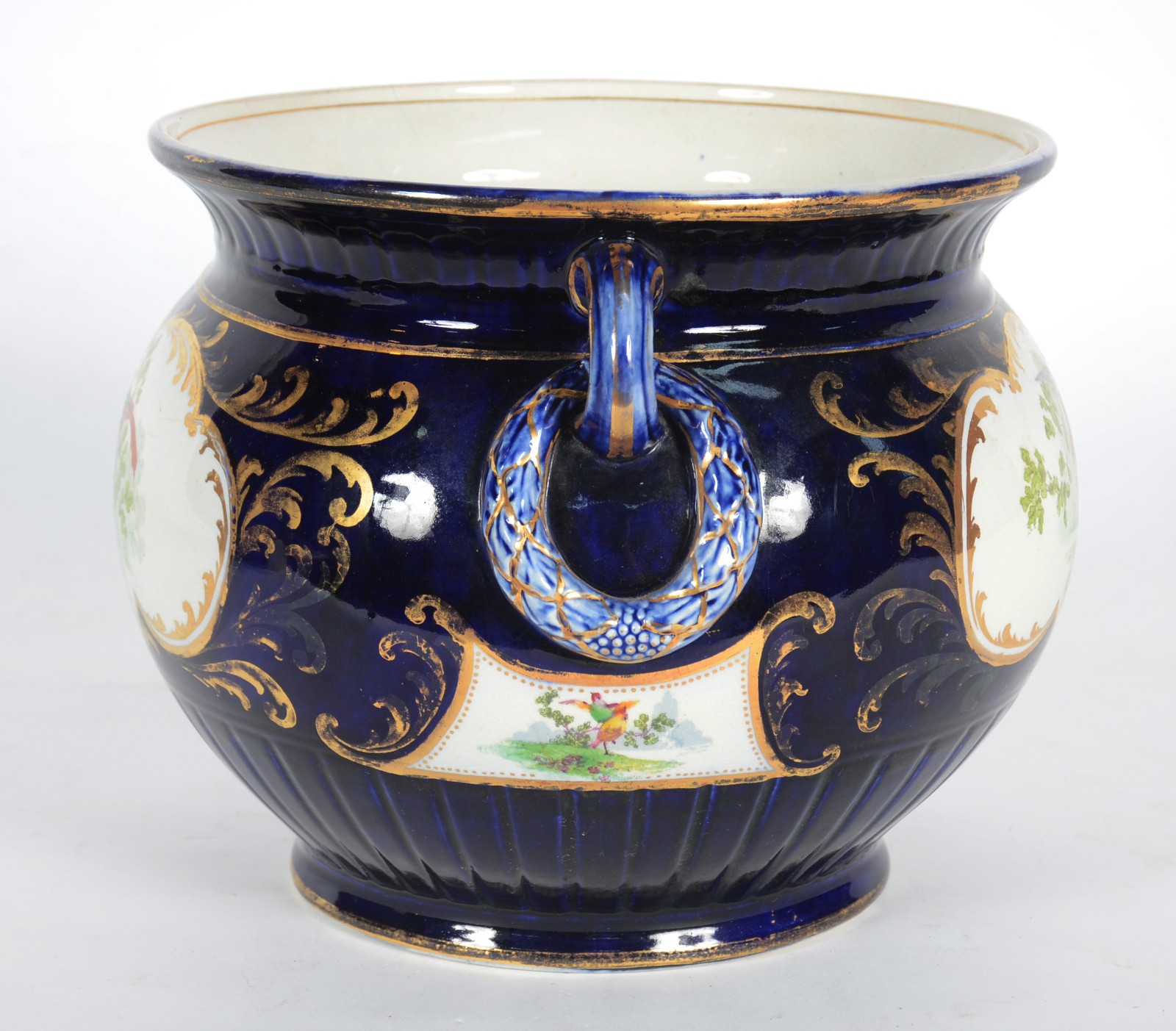 Cachepot de faiança inglesa Crescent & Sons na cor azul cobalto com... - foto 5 de 9