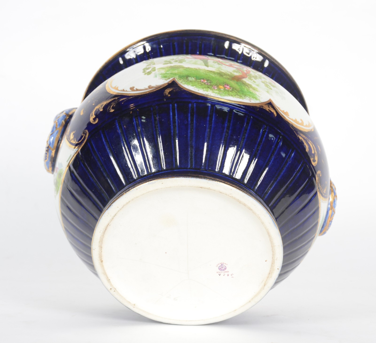 Cachepot de faiança inglesa Crescent & Sons na cor azul cobalto com... - foto 8 de 9