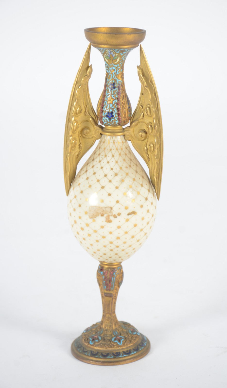 Pequena ânfora de porcelana decorada com figura de "pucci" em... - foto 6 de 7