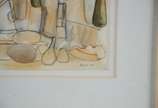 Tobias Marcier (1948-1982), Garrafas e objetos - Técnica mista sobre cartão - datado 80.