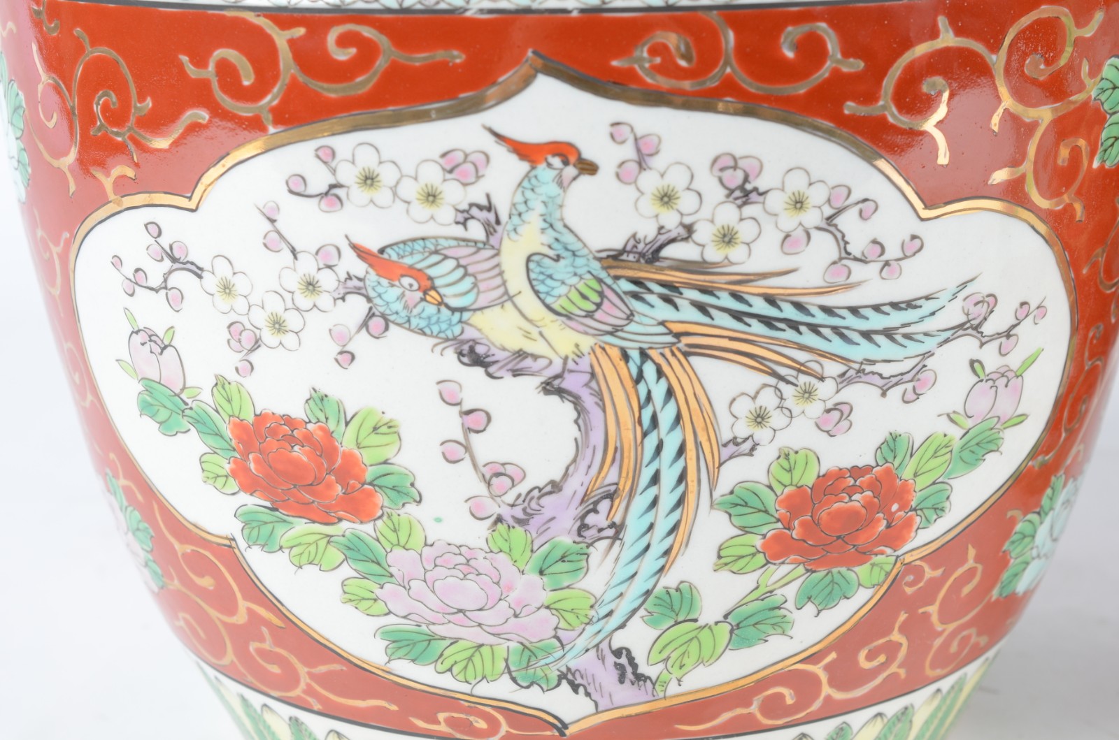 Par de cachepots de porcelana oriental, decorados com aves do paraíso... - foto 3 de 8