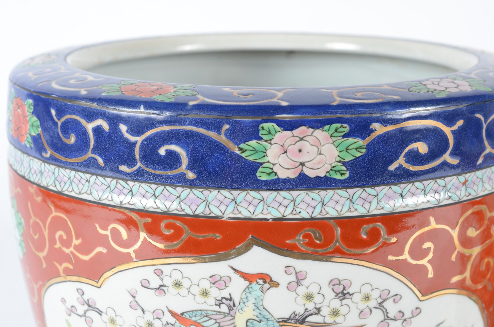 Par de cachepots de porcelana oriental, decorados com aves do paraíso... - foto 4 de 8
