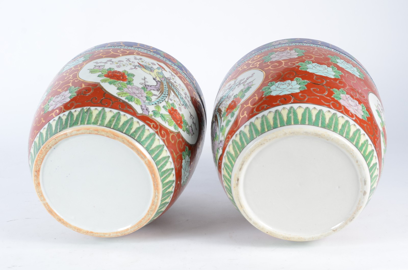 Par de cachepots de porcelana oriental, decorados com aves do paraíso... - foto 8 de 8
