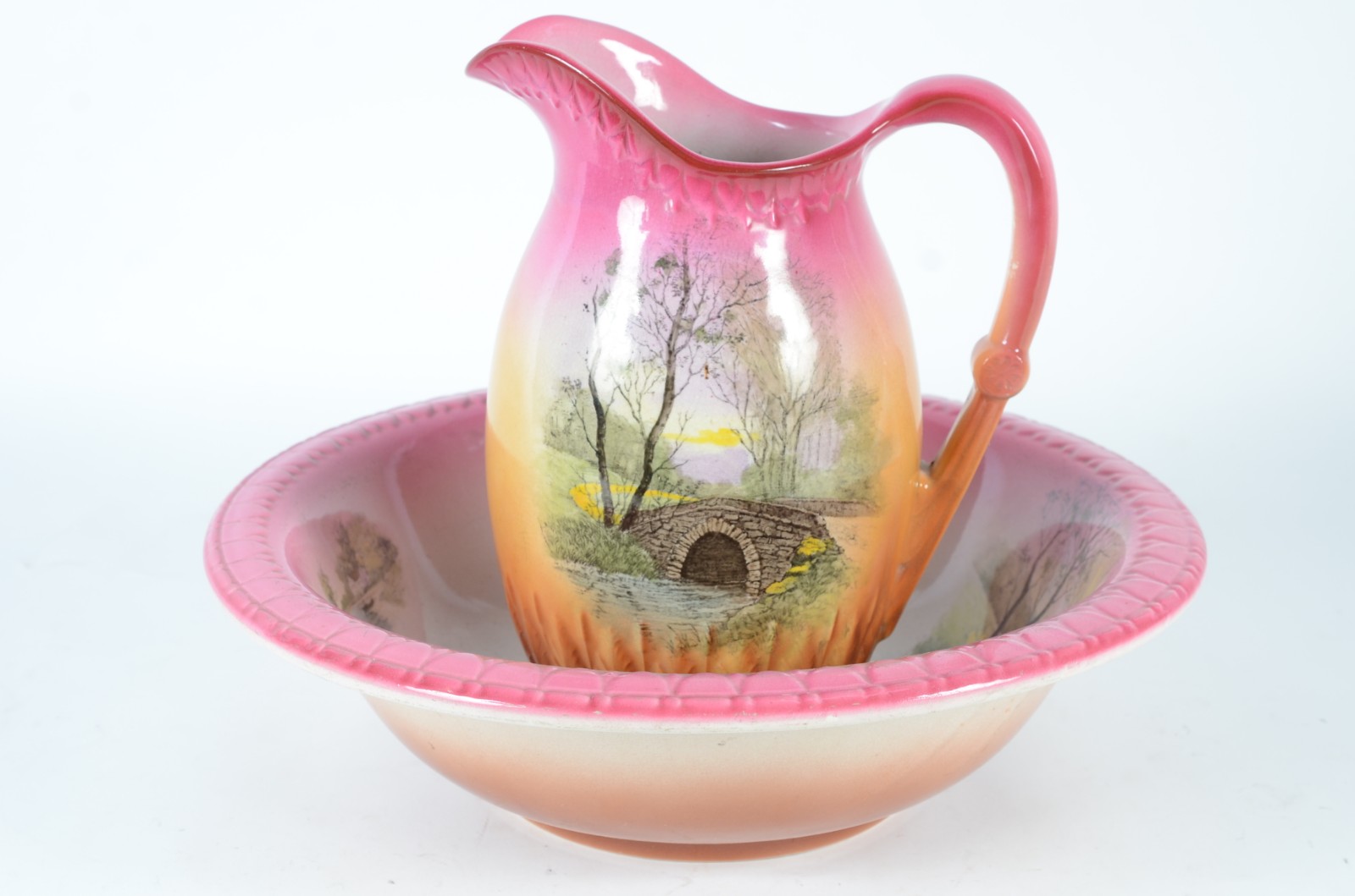 Gomil com bacia de faiança alemã Villeroy & Boch, decorados com... - foto 1 de 8