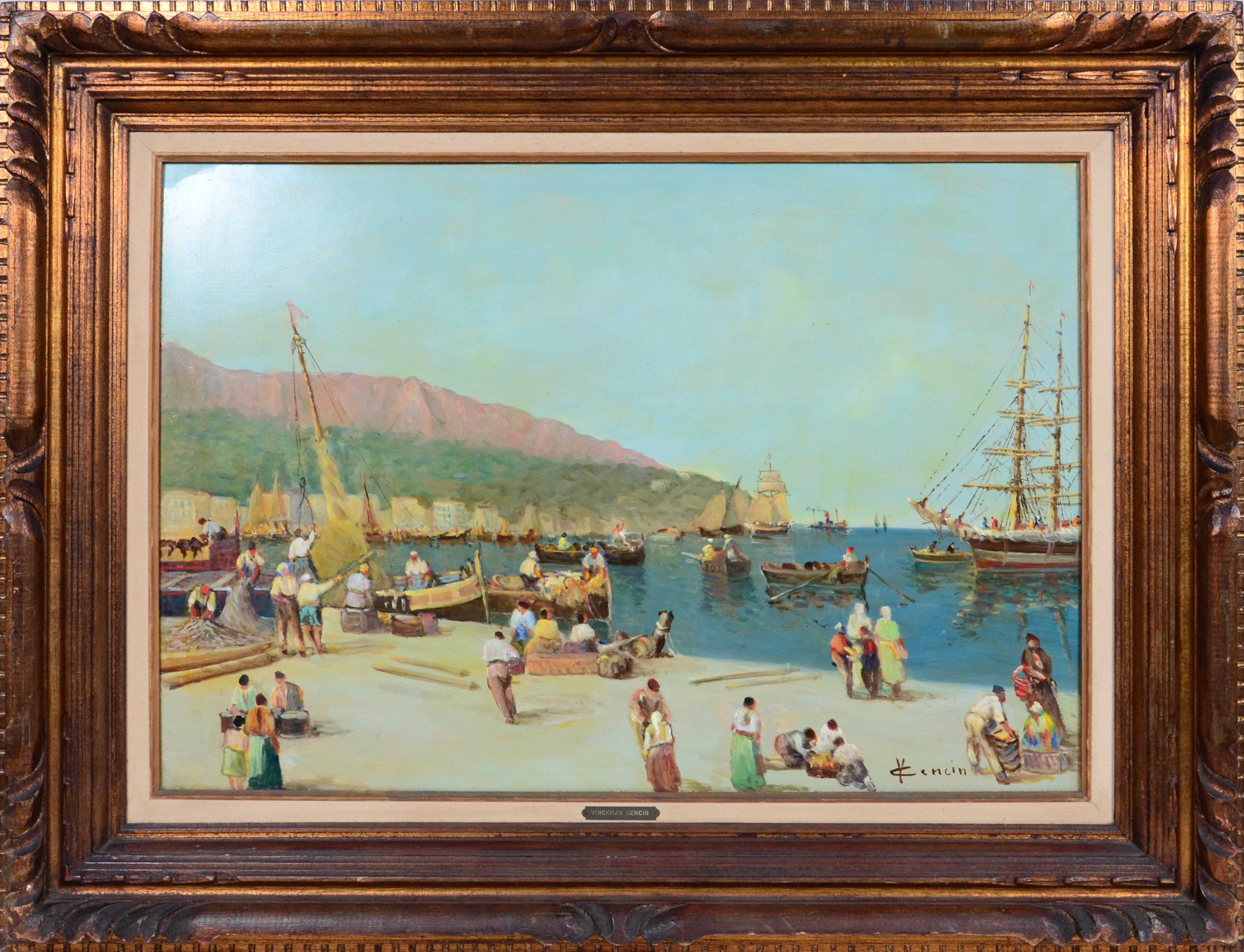 Vincenzo Cencin (1925-2010), Marinha com barcos - foto 1 de 2
