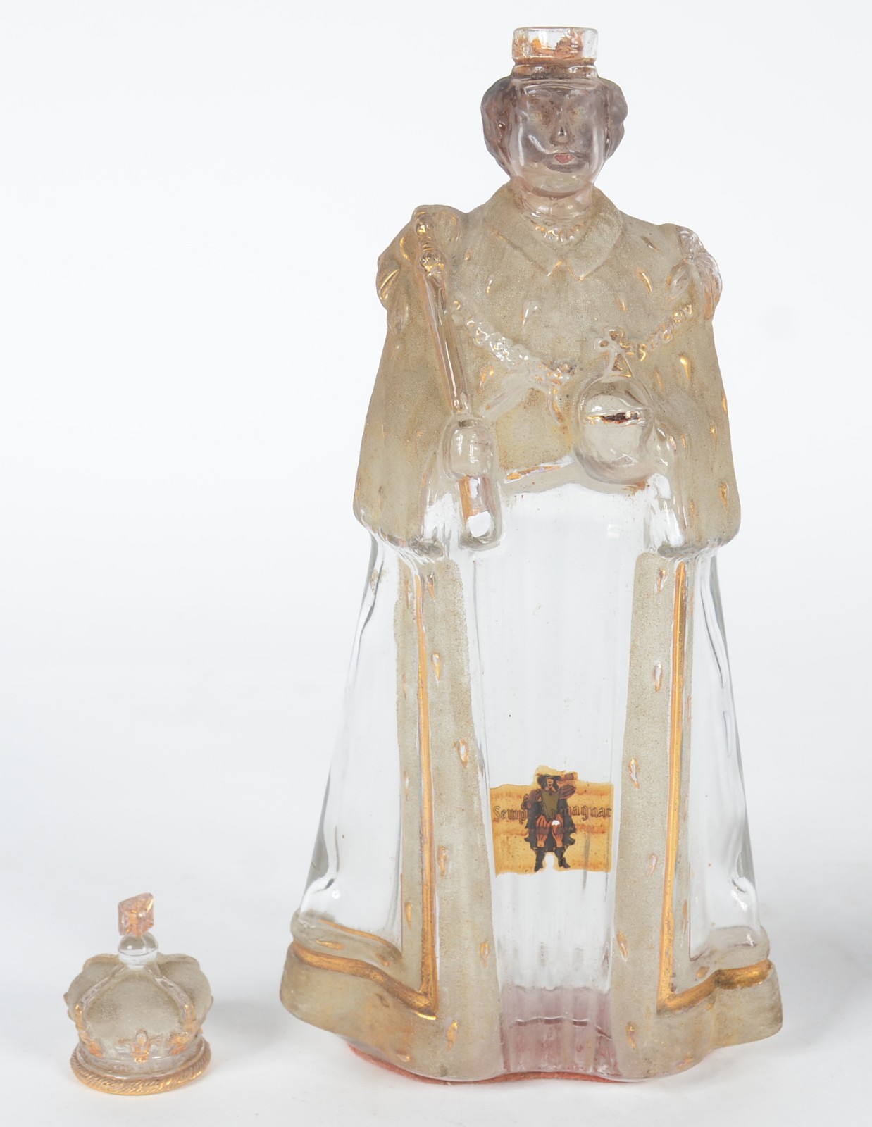 Duas peças, sendo: Garrafa de vidro feitio santo e vaso vermelho. - foto 4 de 7