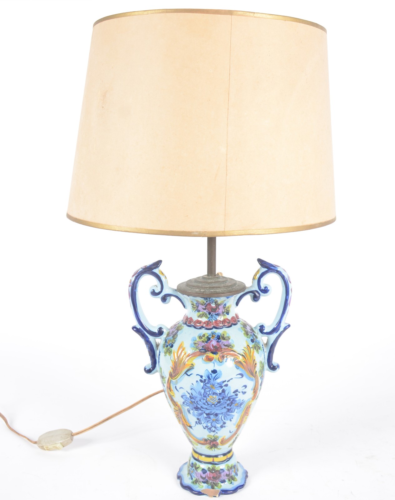 Abatjour de porcelana portuguesa de Alcobaça com cúpula (pequenos... - foto 1 de 9