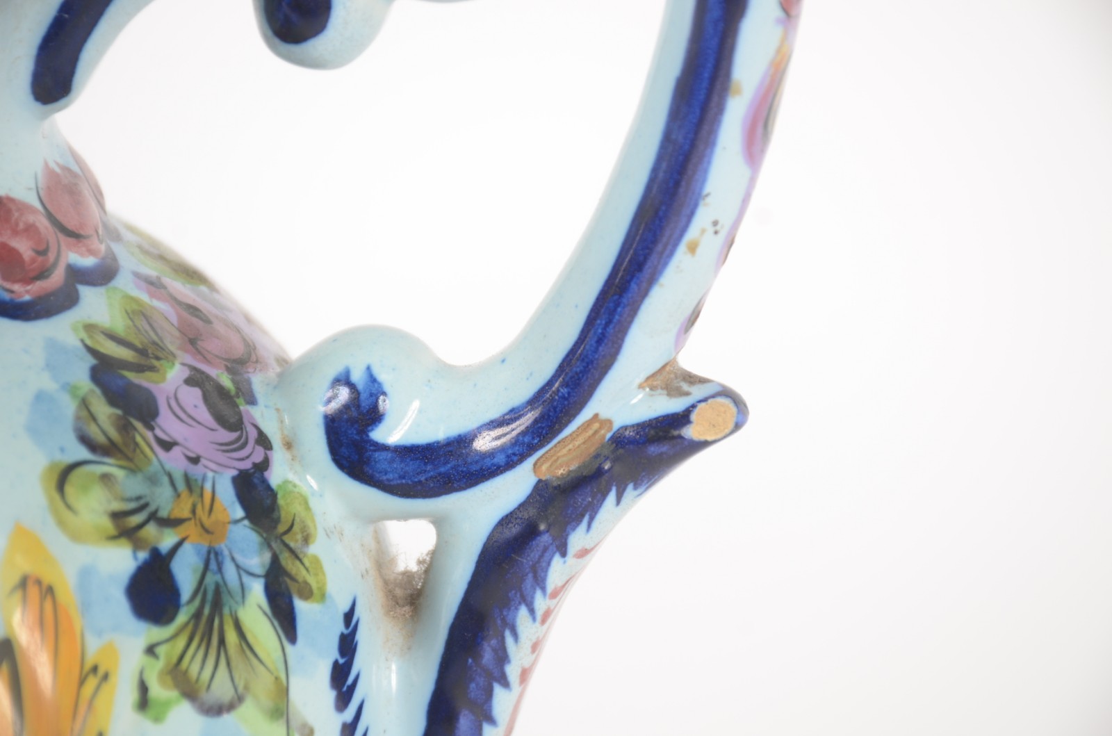 Abatjour de porcelana portuguesa de Alcobaça com cúpula (pequenos... - foto 8 de 9